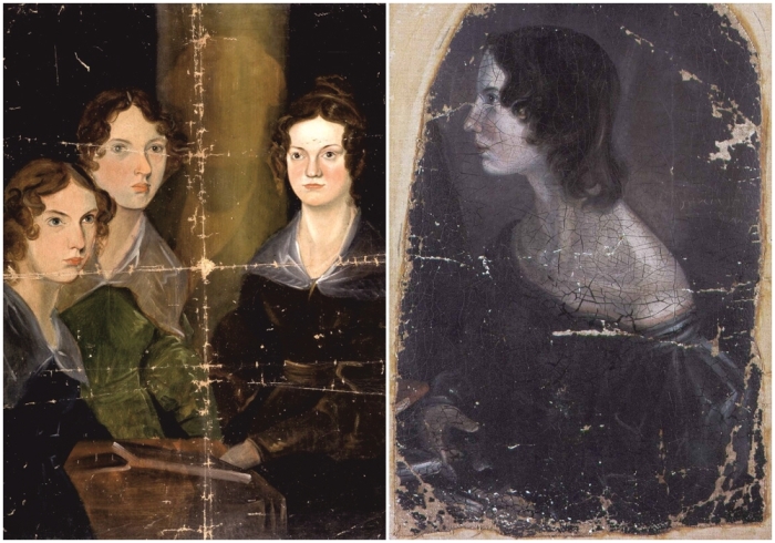 Слева направо: Сёстры Бронте, работа Патрика Бренуэлла Бронте, около 1835 года. Эмили Бронте, работа Патрика Бренуэлла Бронте, около 1833 года
