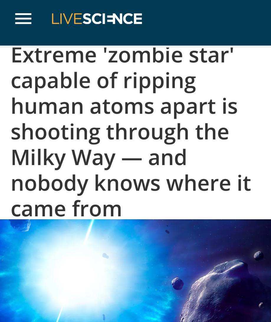 «Экстремальная «звезда-зомби», способная разрывать людей на атомы, несется по Млечному Пути | Русская весна