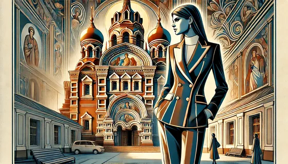 Арт женщина у храма