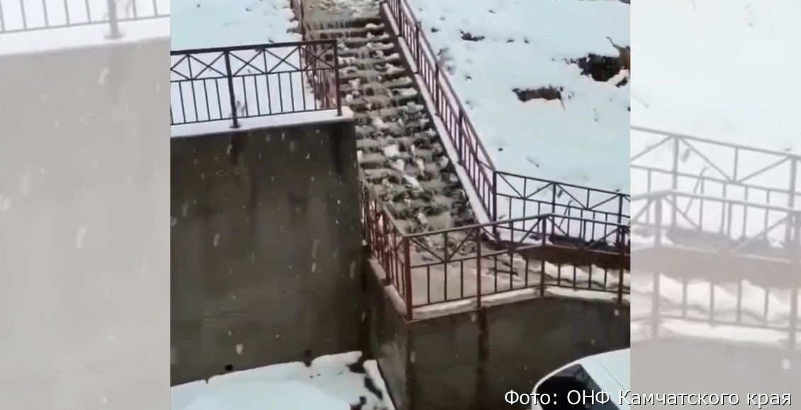 В Петропавловске-Камчатском появилась лестница-водопад (видео)