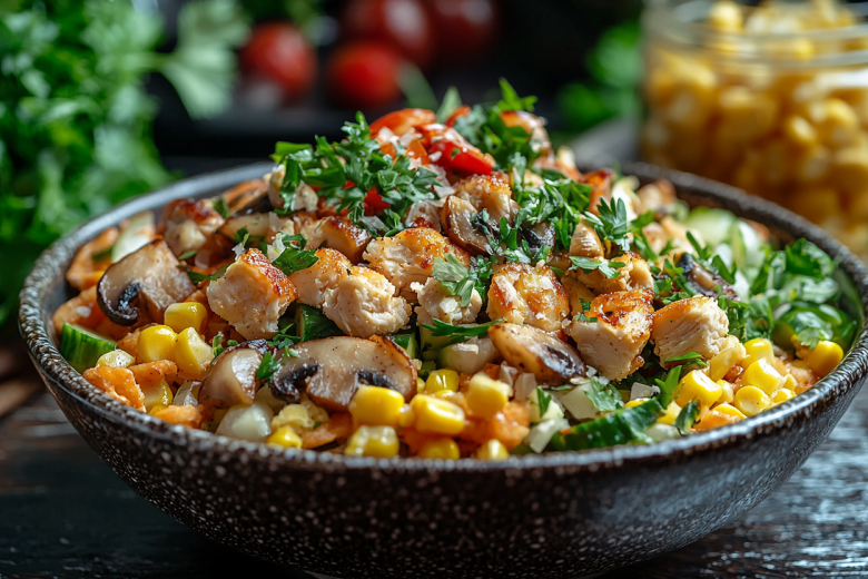 Салат «Лесок» с жареными грибочками: никаких слоев и трудностей — смешал, и вкуснятина готова