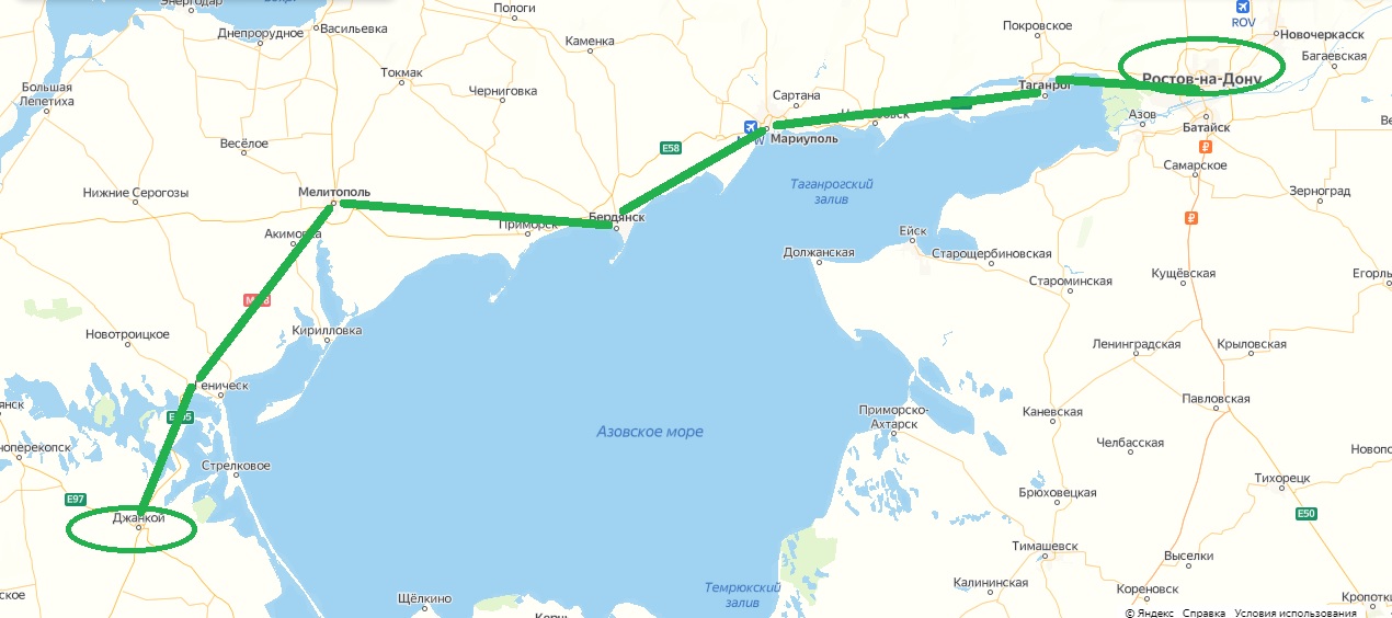 Ростов на дону джанкой карта