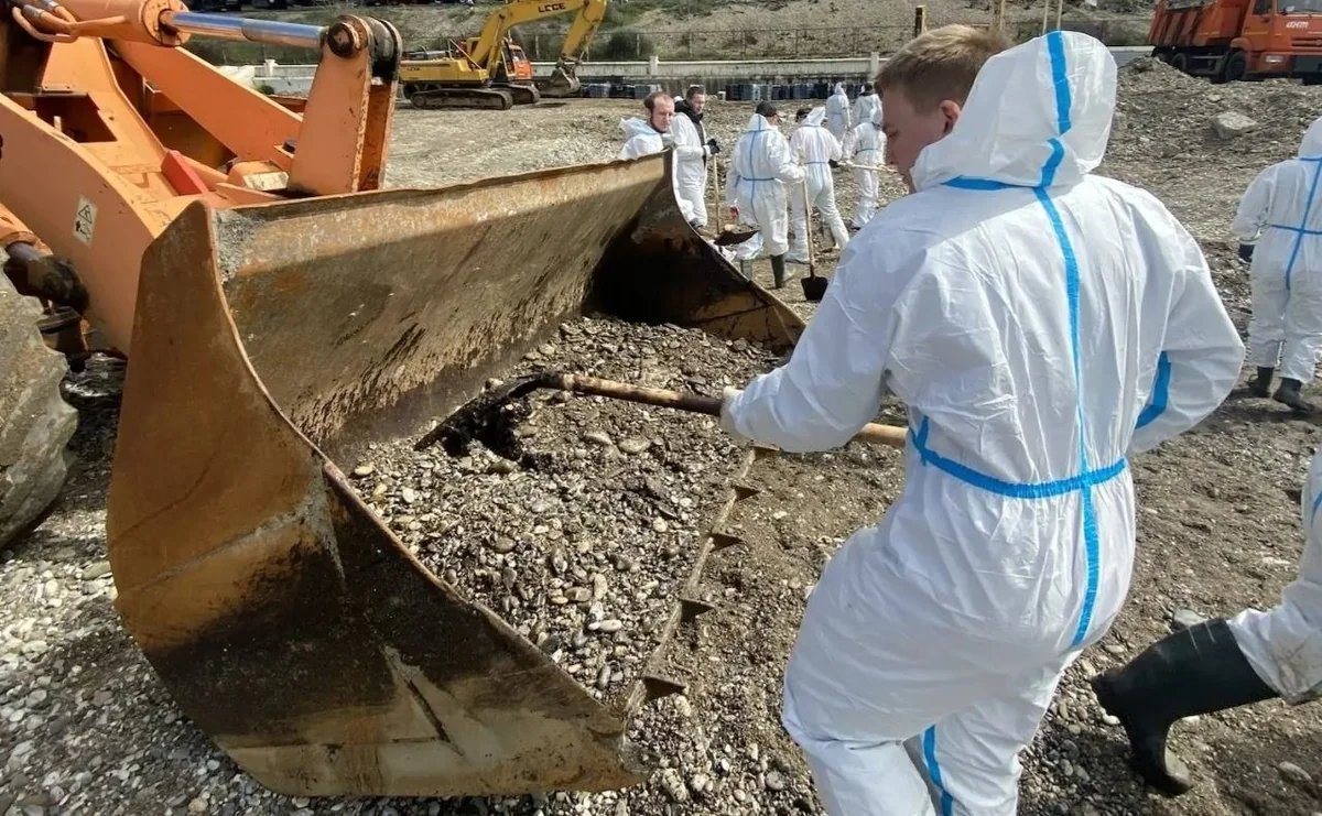 С прибрежной зоны Туапсе вывезли 19 тыс. кубометров загрязненного мазутом грунта