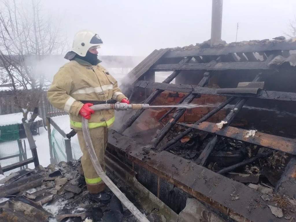 Силами пожарных потушено возгорание времянки в Курской области