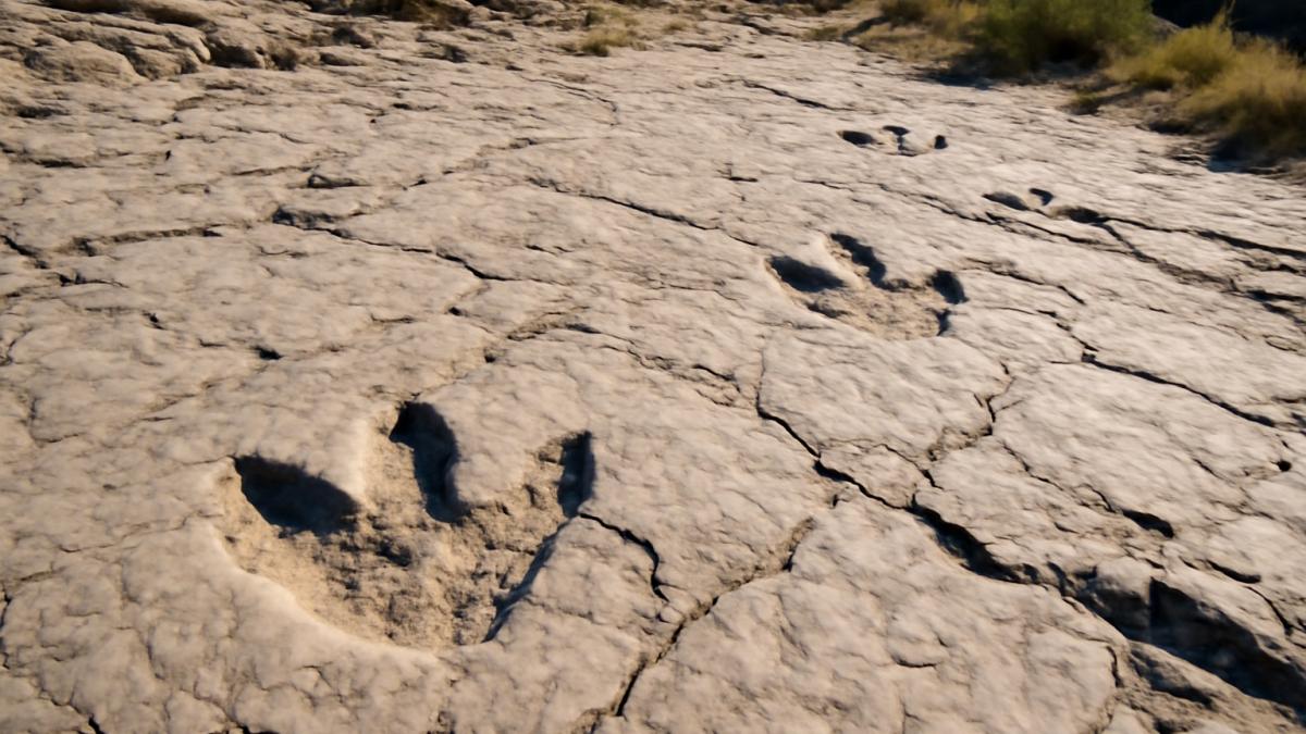 Следы динозавров на окаменелостях в парке Альберты