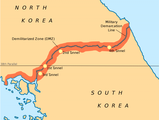 Демилитаризованная зона на границе КНДР и Южной Кореи