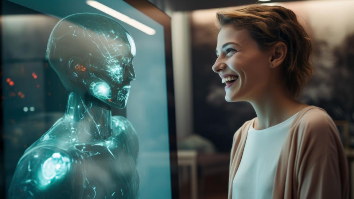 Девушка разговаривает с ИИ