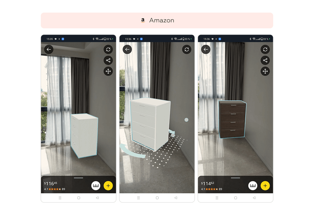 Виртуальная примерка мебели и техники на сайте Amazon