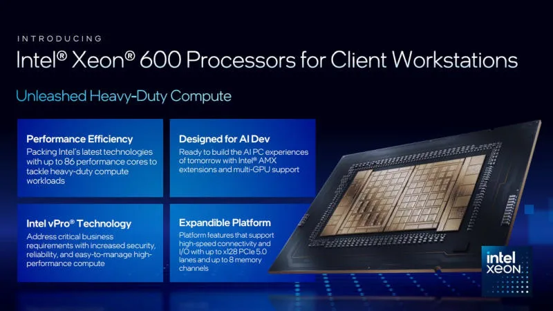 Intel представила Xeon 600 для рабочих станций — до 86 ядер, разгон и цена до $7699