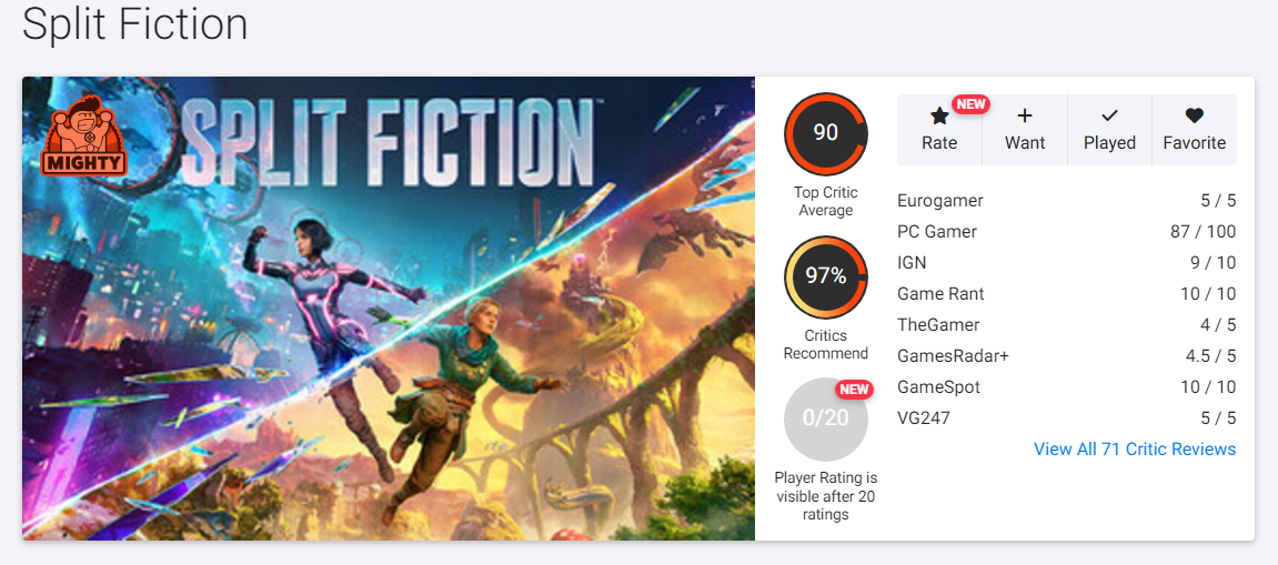 Split fiction ключ стим