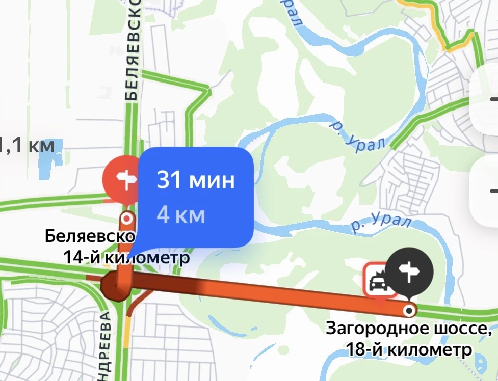 «Щупальца» пробки на объездной в Оренбурге растянулись до Беляевского шоссе