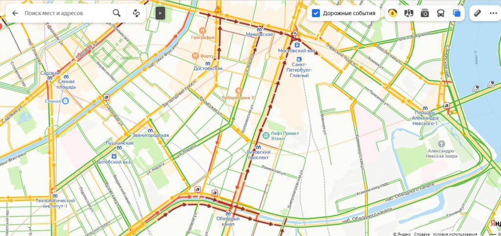 Карта спб для автомобилистов со знаками