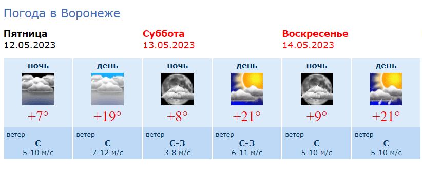 Погода в воронеже на 10 дней