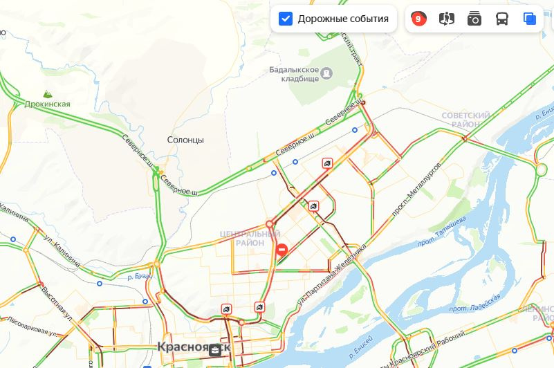 Транспортная карта красноярск 2024. Пробки Красноярск. Пробки Красноярск сейчас. Карта Красноярска с пробками.