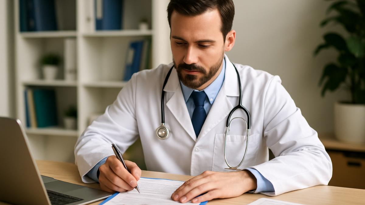 Врач оформляет документы