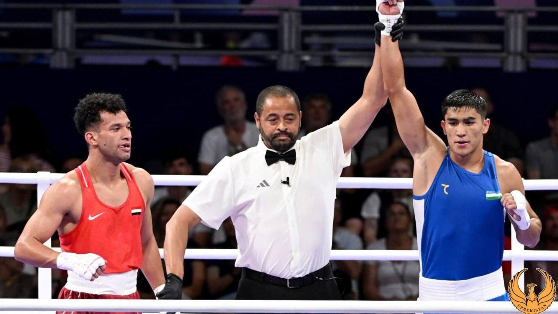 Ещё один узбекский мастер кожаных перчаток Асадхуджа Муйдинхуджаев провел бой против представителя Египта и одержал уверенную победу. - Sputnik Узбекистан, 1920, 01.08.2024
