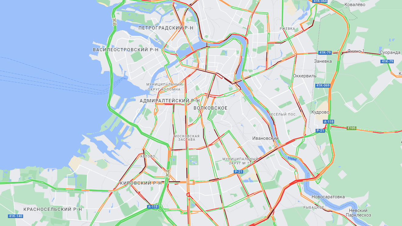 Спб дорожная обстановка сейчас карта