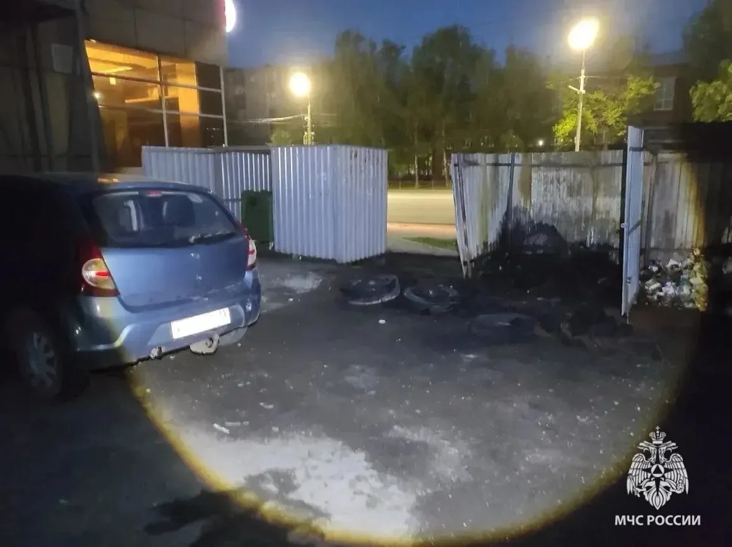 Автомобиль пострадал из-за пожара на мусорной площадке в Ижевске