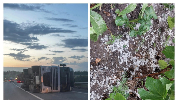 Ураган перевернул фуру и градом побил урожай в Самарской области