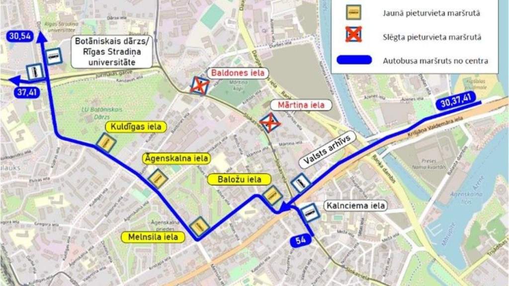 В Риге внесены изменения в движении автобусов №30, 37, 41 и 54 (карта)