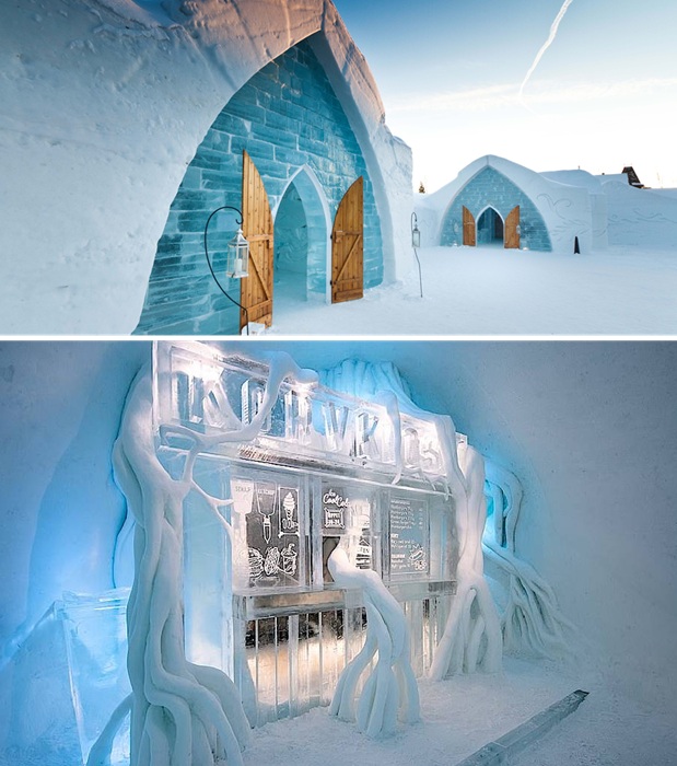 Устроители Icehotel предлагают погрузиться в зимнюю сказку (Швеция).