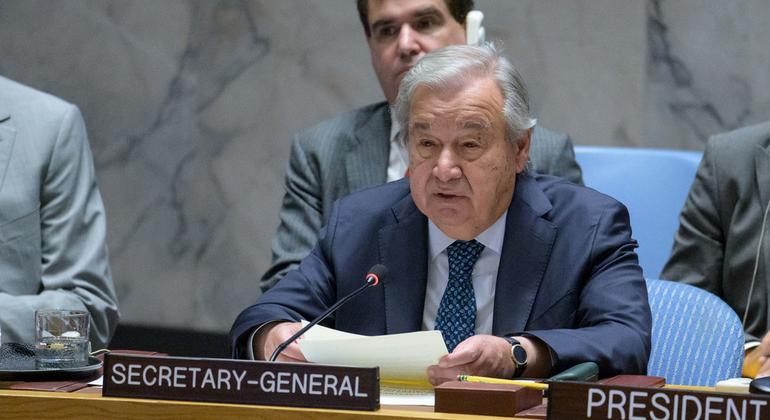 Генсек ООН на заседании Совбеза ООН по кризису между Ираном и Израилем.. 