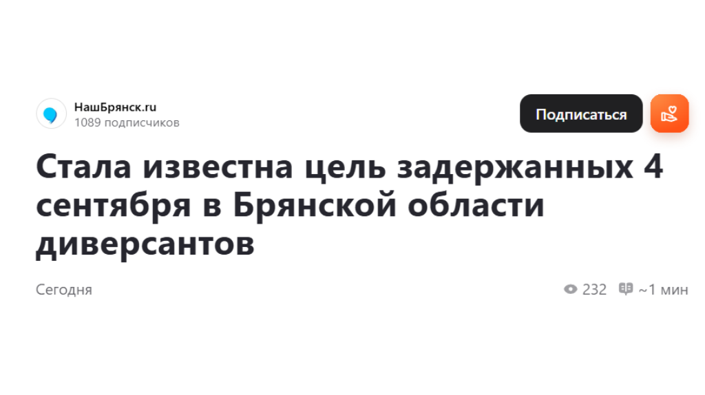 Проникновением давно ликвидированной украинской ДРГ ошарашили брянцев