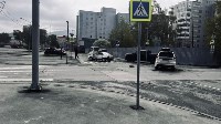 Внедорожник и седан столкнулись в центре Южно-Сахалинска, Фото: 1