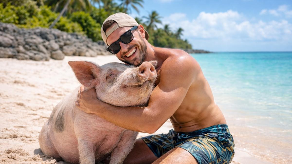 Турист со свиньёй