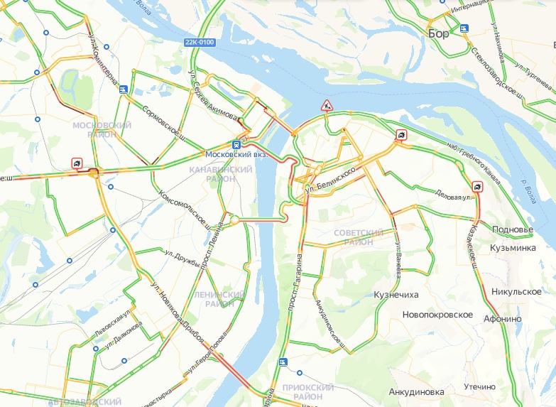 Карта нижнего новгорода с пробками