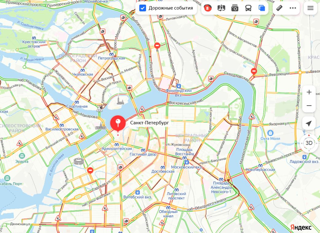 Карта с пробками санкт петербург