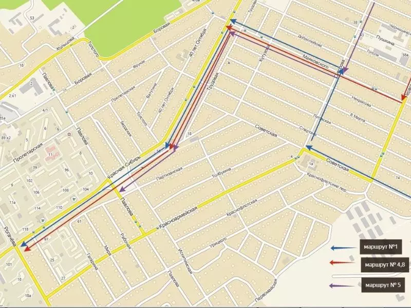 Четыре автобуса в Бердске изменили маршруты на период ремонта Красноармейской улицы, сообщила городская администрация.