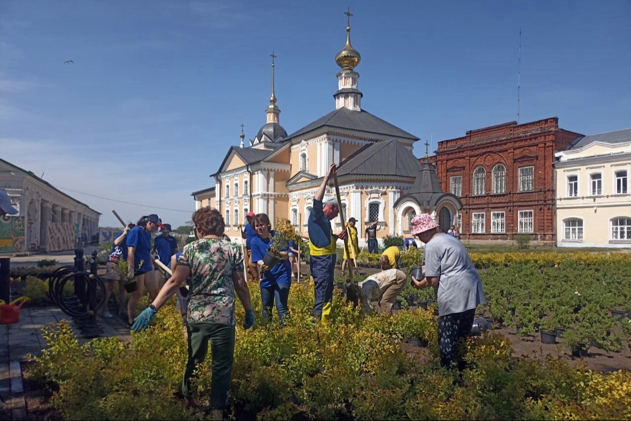 В центре Суздаля к 1000-летию города высадили 4 тысячи цветов и кустарников