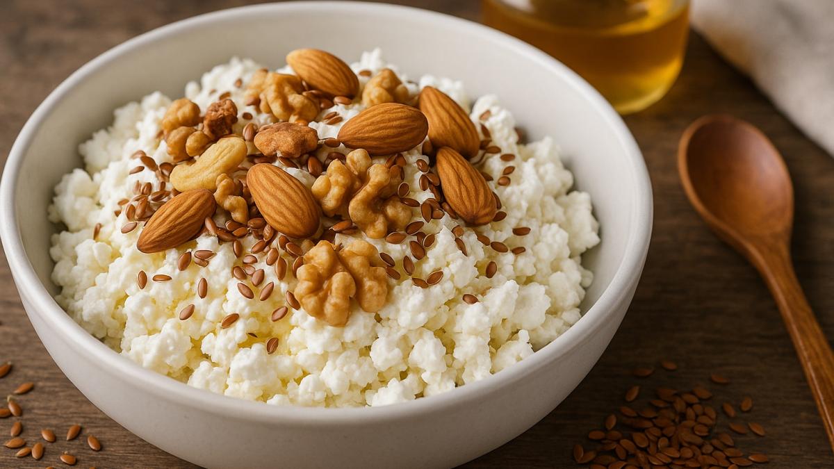 Творог с орехами и льняными семенами