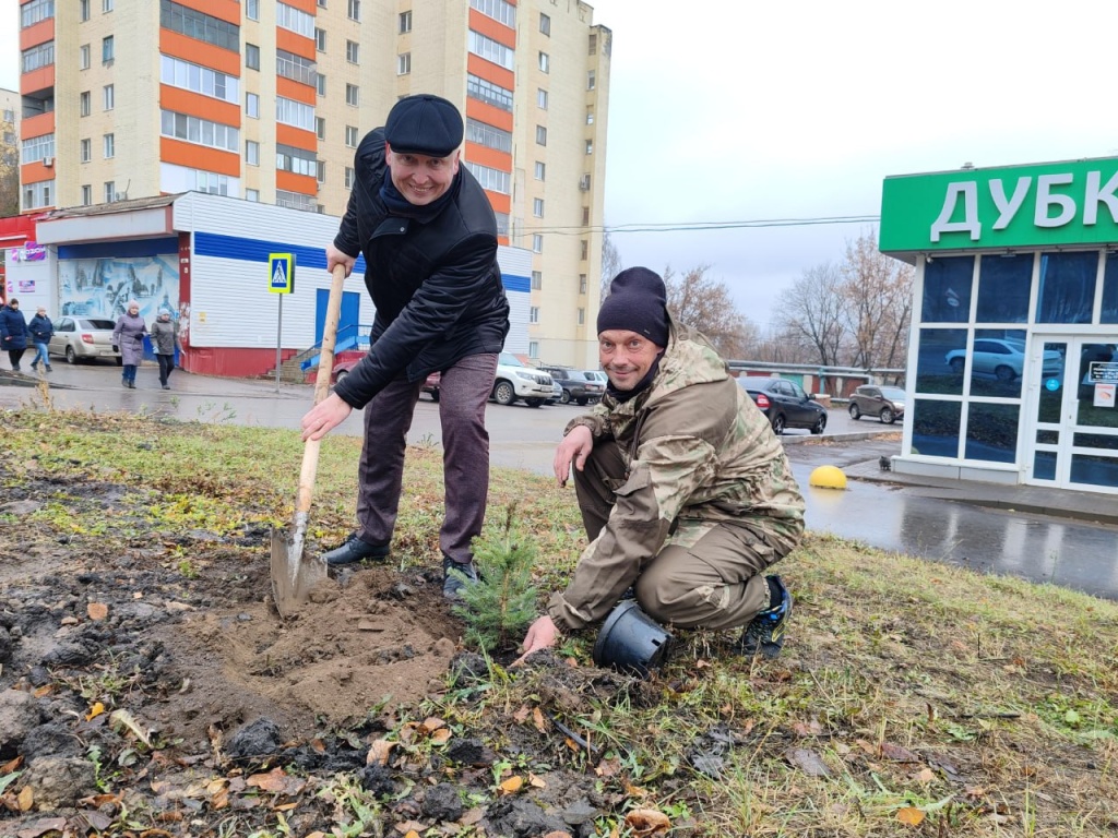 В Рузаевке в Мордовии к 80-летию Победы в Великой Отечественной войне посадили хвойные деревья 