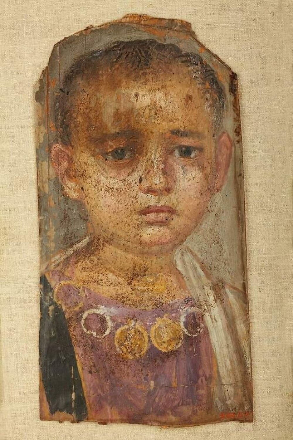 20. Фаюмский портрет маленькой девочки из Хавары, Египет, I век до н.э. Обнаружен вместе с мумией, которая могла быть матерью ребенка