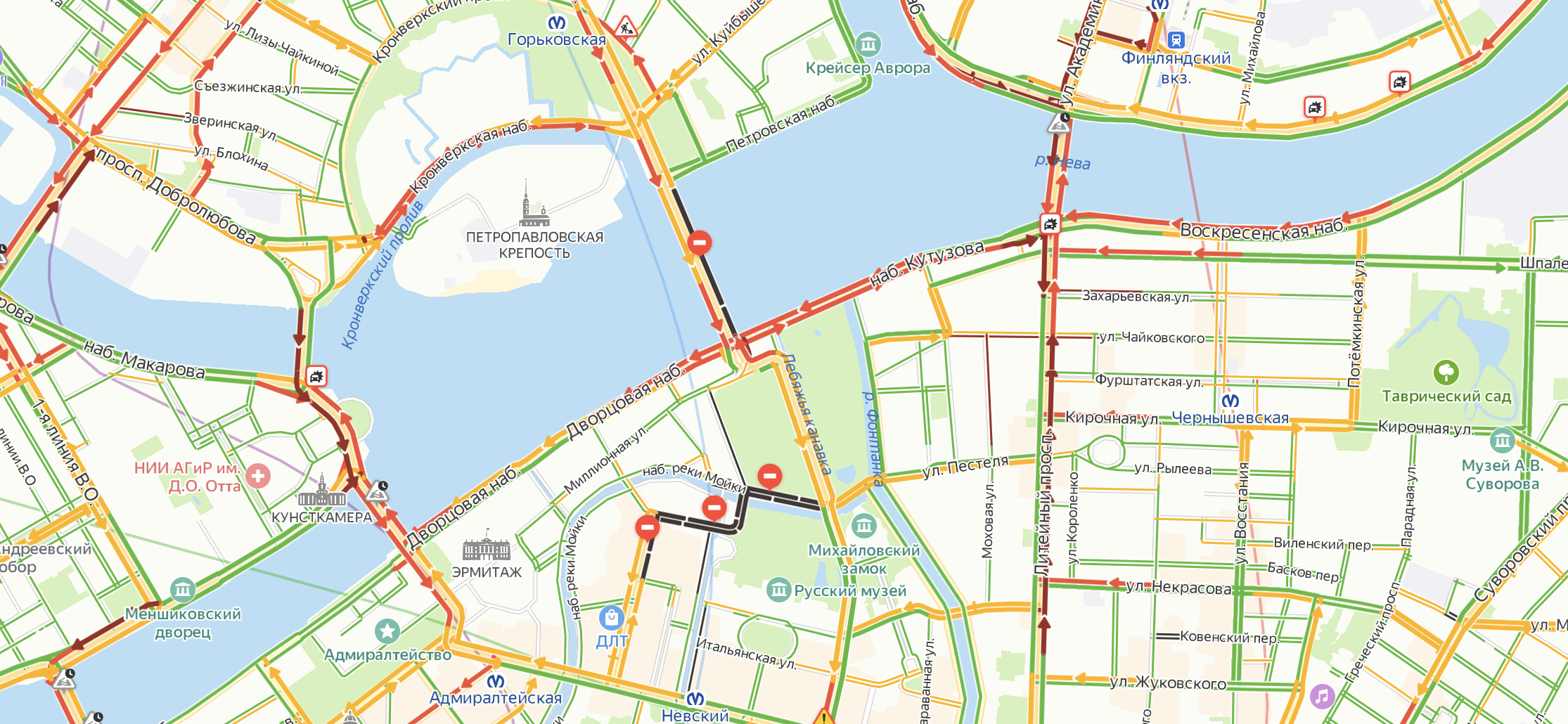 Карта перекрытий движения в санкт петербурге сегодня