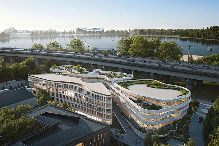 Футуристический облик «Умарты» создает ощущение приземлившейся бабочки у моста «Миллениум»