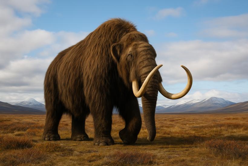 Шерстистый мамонт в тундре