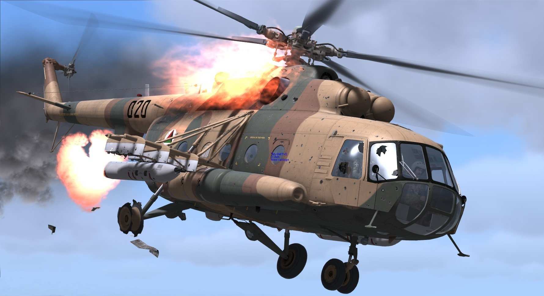 Момент поражения ракетой вертолёта Ми-8 над Брянской областью (ВИДЕО)