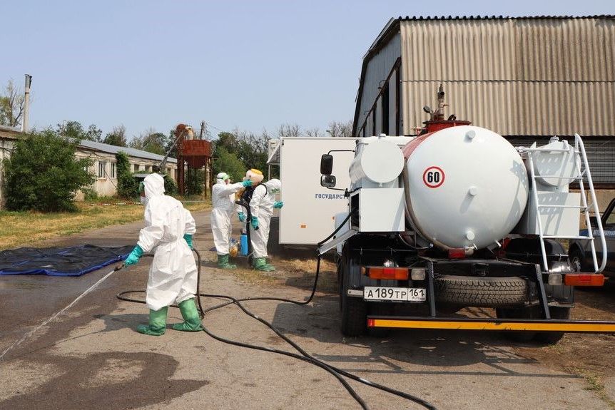 В Ростовской области прошли межрегиональные учения по ликвидации эпизоотического очага ящура