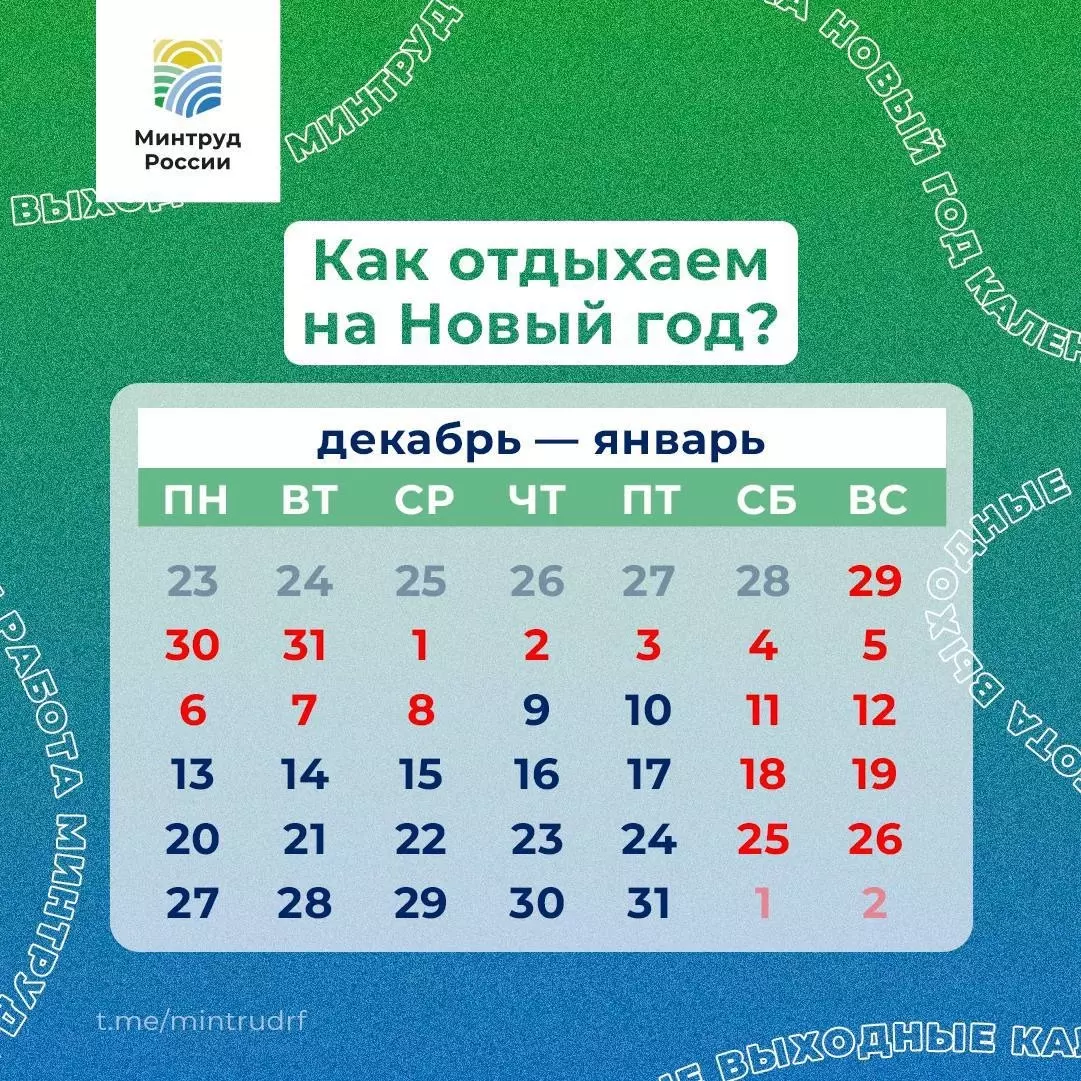 Первая рабочая неделя в январе после новогодних праздников будет двухдневной