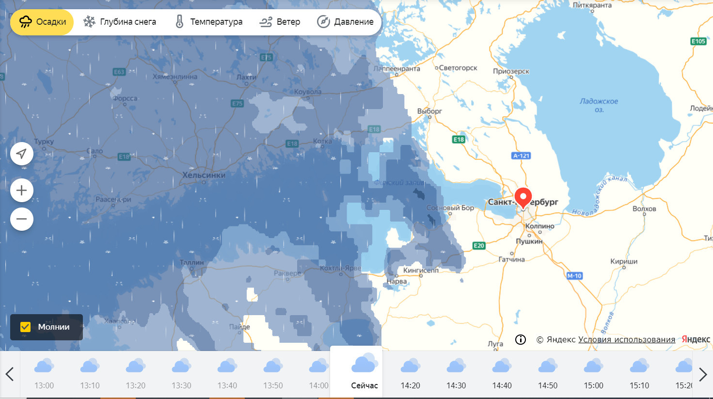 Погода в петербурге карта осадка