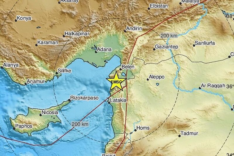 Где было землетрясение в турции карта