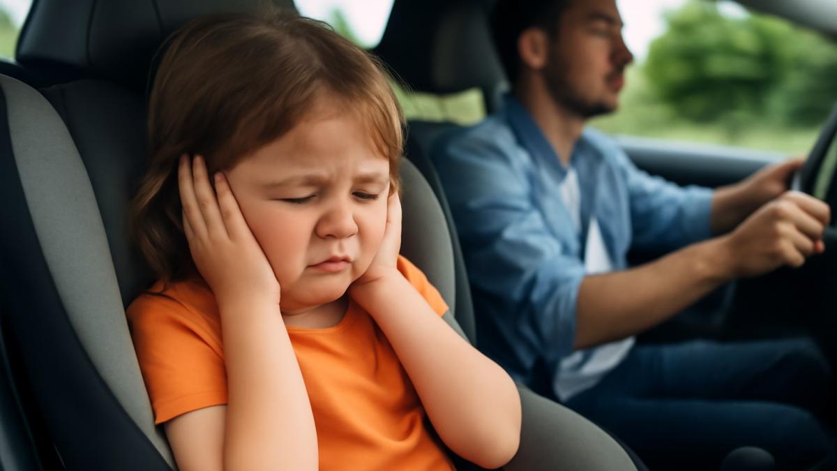 Ребенка укачивает в машине