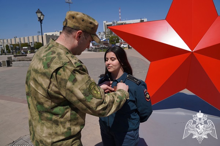 Курские росгвардейцы присоединились к Всероссийской патриотической акции «Георгиевская ленточка»
