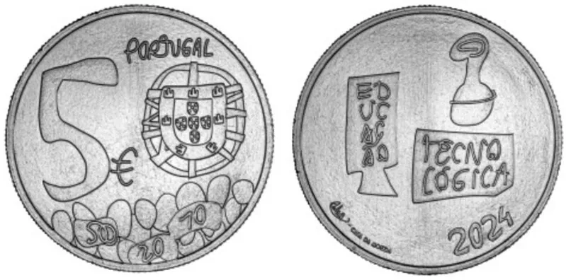 Португалия презентовала монету с детскими рисунками