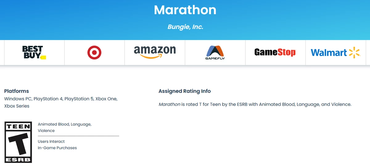Ошибка или?.. ESRB влепила рейтинг Marathon для PS4 и Xbox One