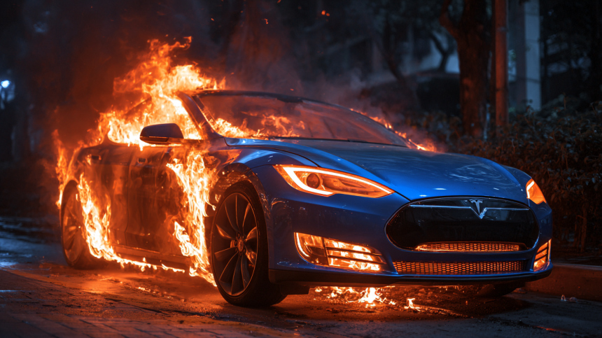 Мужчина заживо сгорел в своем автомобиле