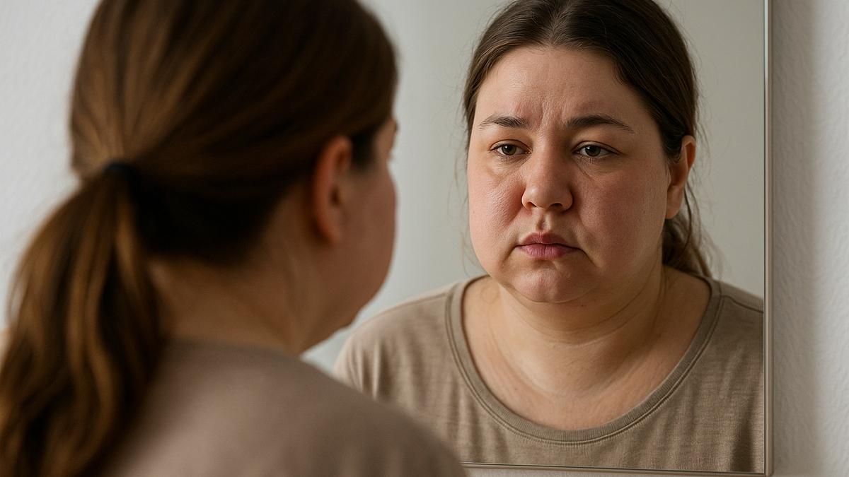 Отёчное лицо в зеркале